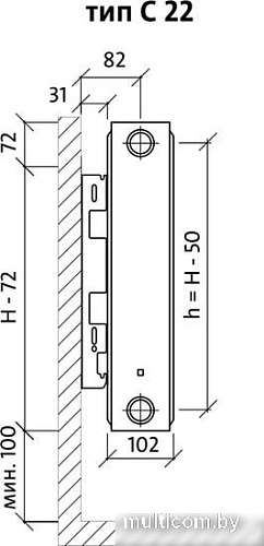 Стальной панельный радиатор Royal Thermo Compact C22-500-600 (Bianco Traffico)