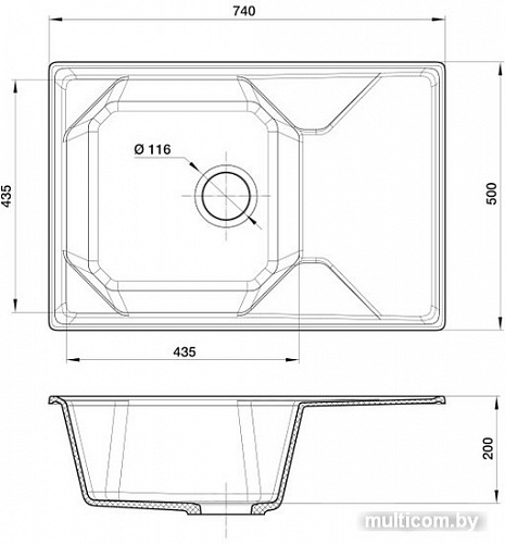 Кухонная мойка GranFest GF-U-740L (белый)