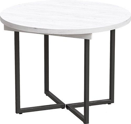 Кухонный стол Millwood Лофт Лондон D110-150x110x76 (дуб белый Craft-металл черный)