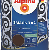 Эмаль Alpina Эмаль 3 в 1 по ржавчине (шоколадный, шелковисто-матовая, 0.75 л)
