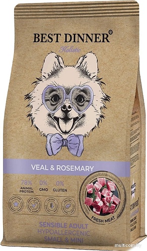Сухой корм для собак Best Dinner Holistic Adult Sensible Hypoallergenic Small&Mini Veal&Rosemar (10 кг)