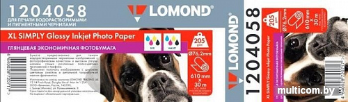 Фотобумага Lomond XL Simply Glossy Inkjet 610 мм х 30 м 205 г/м2 1204058