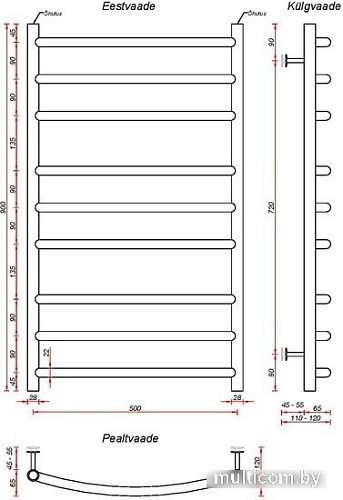Полотенцесушитель Fincopper FC 90х50 (белый)