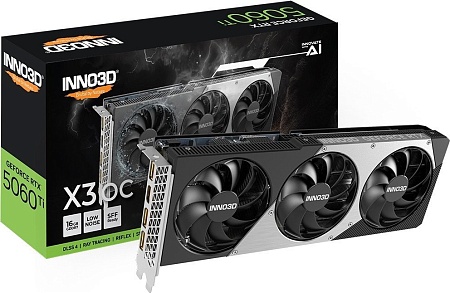 Видеокарта Inno3D GeForce RTX 5060 Ti 16GB Twin X3 OC N506T3-16D7X-191073L