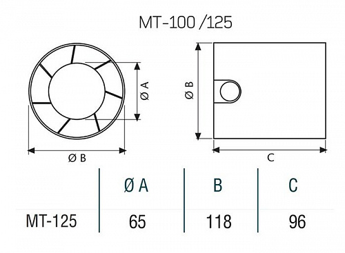 Вытяжной вентилятор CATA MT-125