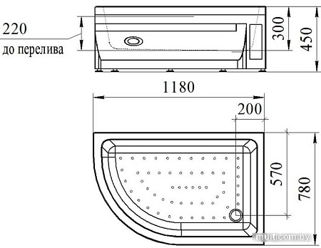 Душевой поддон Radomir 118x78 1-11-0-2-0-009
