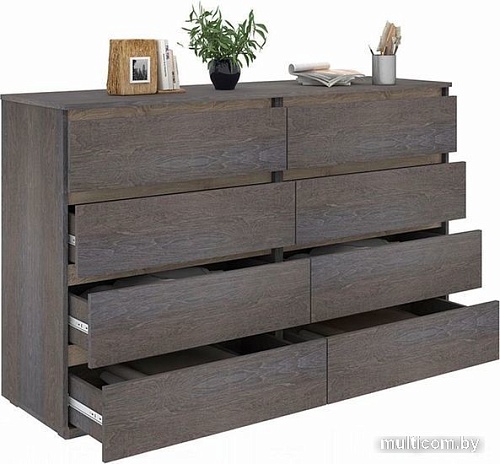 Комод Кортекс-мебель Бари 160 8ш (береза/береза/дуб сонома)