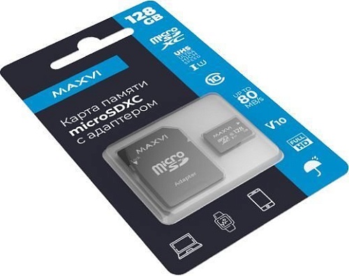 Карта памяти Maxvi microSDHC 128GB Class 10 UHS-I (1) MSD128GBC10V10