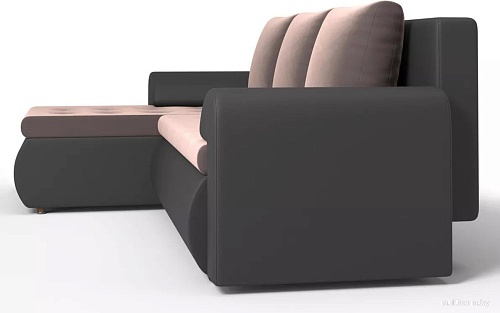 Угловой диван Stolline Ванкувер 08 левый (экокожа черная/велюр коричневый)