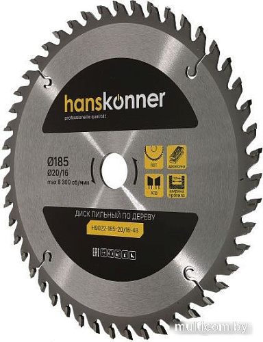 Пильный диск Hanskonner H9022-185-20/16-48