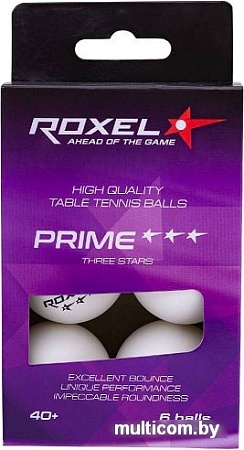 Мяч для настольного тенниса Roxel Prime (белый, 3 звезды, 6 шт.)