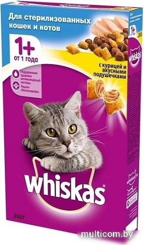 Корм для кошек Whiskas для стерилизованных с курицей и вкусными подушечками 0.35 кг