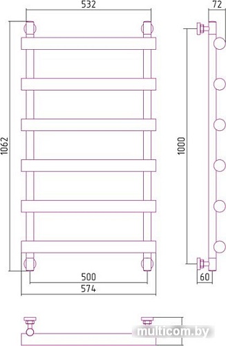 Полотенцесушитель Сунержа Атлант 1000x500 00-0226-1050