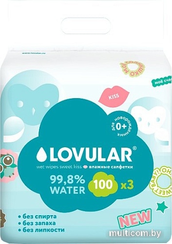 Влажные салфетки Lovular Sweet Kiss (3x100 шт)