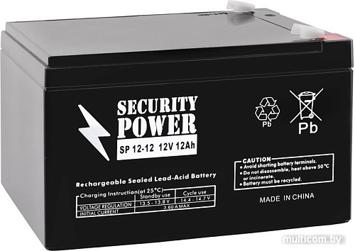 Аккумулятор для ИБП Security Power SP 12-12 F2 (12В/12 А&middot;ч)