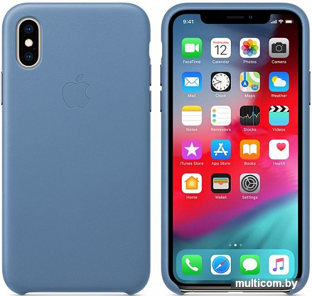 Чехол Apple Leather Case для iPhone XS (синие сумерки)