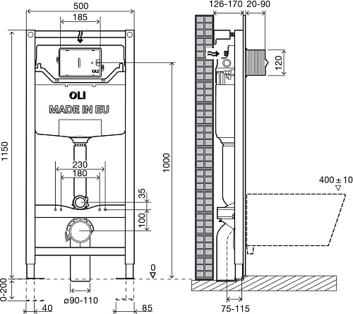 Инсталляция для унитаза OLI 120 Plus 885052+57141