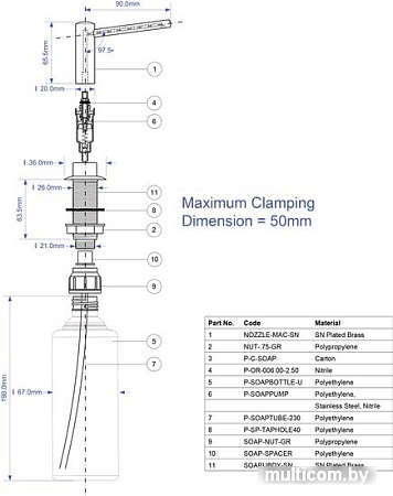 Дозатор для жидкого мыла McAlpine HC20-CPB