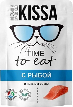 Консервированный корм для кошек Kissa С рыбой в соусе (28x75г)