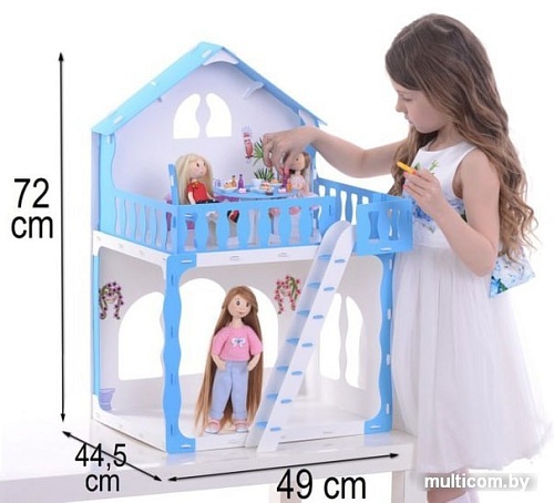 Кукольный домик Krasatoys Дом Марина с мебелью 000266 (белый/голубой)