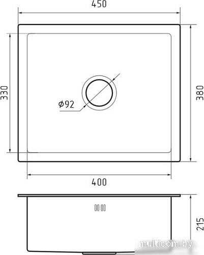 Кухонная мойка GranFest Metal нержавеющая сталь AISI 304 GF-4538 (с сифоном)