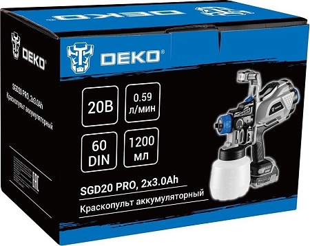 Краскораспылитель Deko SGD20 PRO 085-1337 (с 2-мя АКБ)