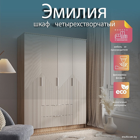 Шкаф распашной BTS МС Эмилия ШК-11 (дуб смоки/айриш MF03)