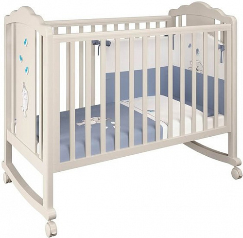 Детская кроватка Polini Kids Classic 621 Зайки (бежевый/синий)