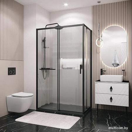 Душевой уголок Grossman Style 110x80x195 120.K33.05.1180.21.02 (черный матовый/стекло шиншилла)