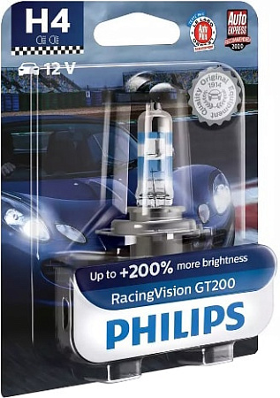 Галогенная лампа Philips H4 RacingVision GT200 1шт