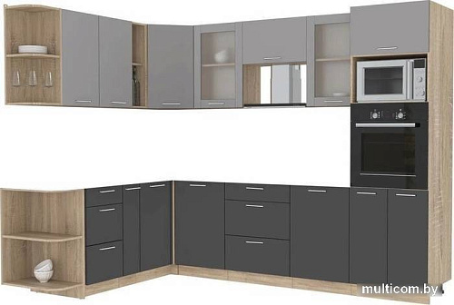 Готовая кухня Интерлиния Мила 1.88x2.8 левая без столешницы (серебристый/антрацит)