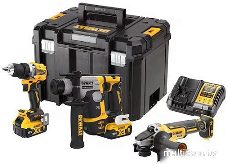 DeWalt DCK355P2T (шуруповерт, перфоратор, болгарка, 2 АКБ, кейс)