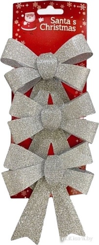 Елочная игрушка Pozzi Milano Бантики 5132 (3 шт, серебристый)
