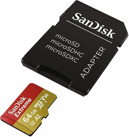 Карта памяти SanDisk Extreme microSDXC SDSQXA2-064G-GN6AA 64GB (с адаптером)