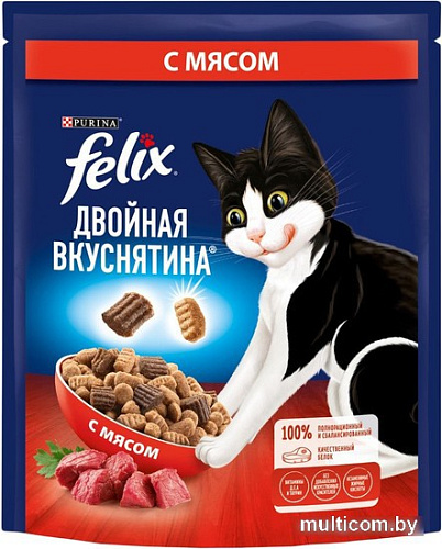 Сухой корм для кошек Felix Двойная вкуснятина с мясом 200 г