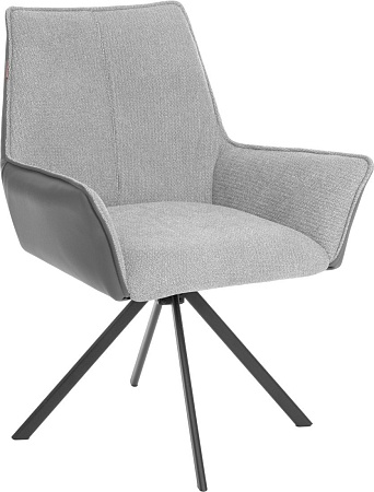 Стул с подлокотниками TetChair Мурано опора 360 (велюр/букле (HYP)/экокожа, светло-серый/графит)