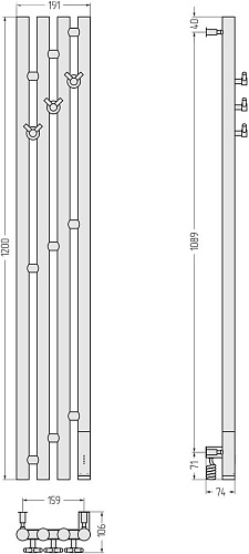 Полотенцесушитель Сунержа Кантата 3.0 120x15.9 31-5847-1216