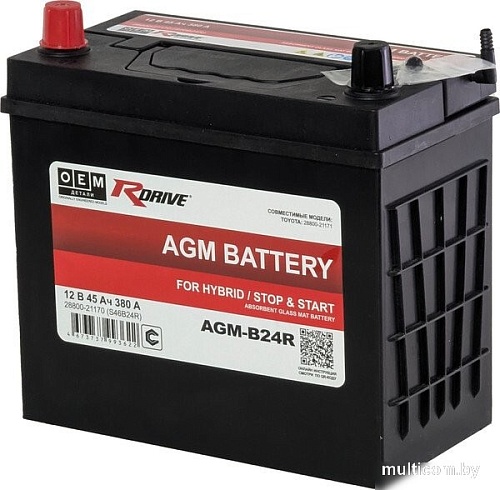 Автомобильный аккумулятор RDrive AGM Asia JL 380A L+ (45 А·ч)