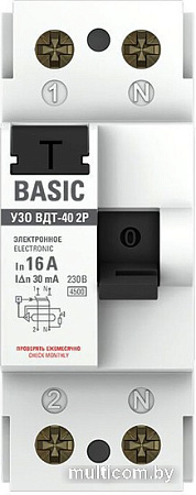 Устройство защитного отключения EKF Basic ВД-40 2P 16А 30мА elcb-2-16-30e-sim