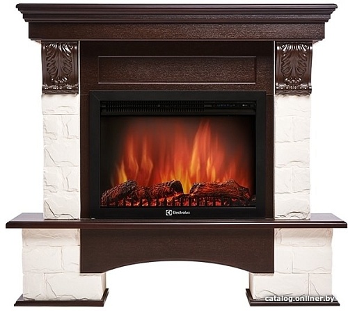 Портал Firelight Forte 25S (камень белый/шпон темный дуб)