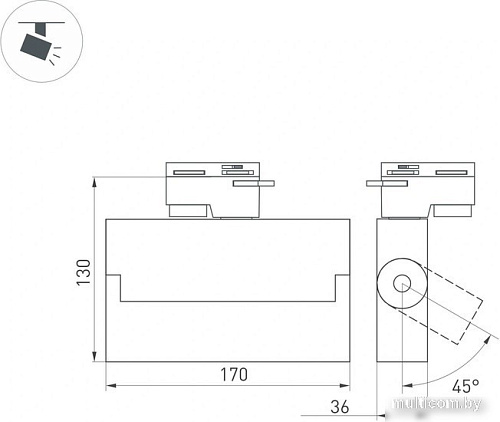 Трековый светильник Arlight LGD-LOFT-TRACK-2TR-S170-10W Warm3000 036469