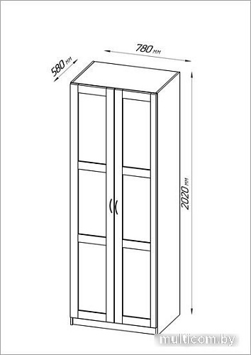 Шкаф распашной Mio Tesoro Пегас 2-х створчатый 2.04.01.080.3 (дуб сонома)