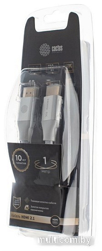 Кабель CACTUS HDMI - HDMI CS-HDMI.2.1-1 (1 м, серебристый)