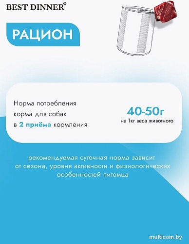 Консервированный корм для собак Best Dinner Для щенков и взрослых собак Ягненок с ягодами (850 г)