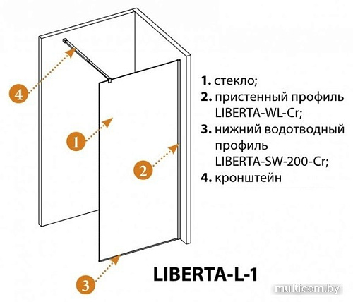 Душевая стенка Cezares LIBERTA-L-1-115-120-C-NERO