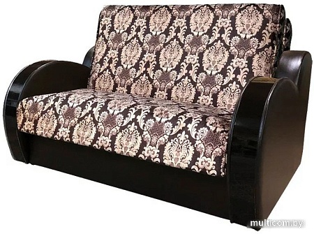 Диван Асмана Виктория 120 с декором 3 (велюр вензель подлокотник кожзам коричневый)