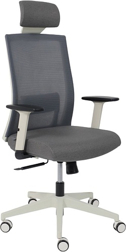 Офисное кресло AksHome Arcus (сетка/ткань, серый/белый полиамид)