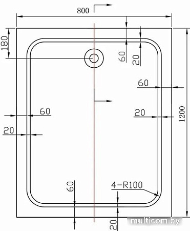 Душевой поддон Vincea VST-2AR-8012 120x80 см