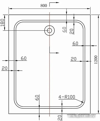 Душевой поддон Vincea VST-2AR-8012 120x80 см