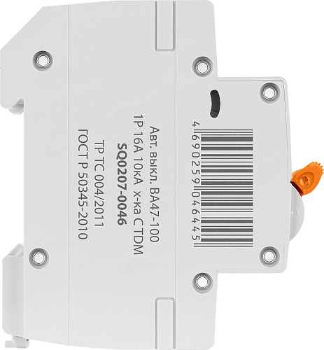 Выключатель автоматический TDM Electric ВА 47-100 1Р 16А (C) 10кА SQ0207-0046